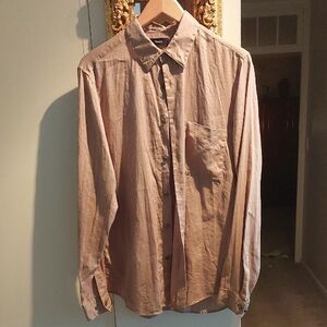 Theory Men's Light Brown Casual Button Down Shirt